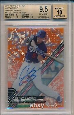 Corey Seager Dodgers 2017 Topps High Tek Orange Magma 3/25 BGS 9.5 10 Auto