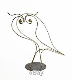 Curtis Jere SIGNED Brass Owl Outline Sculpture Table Art 22 high