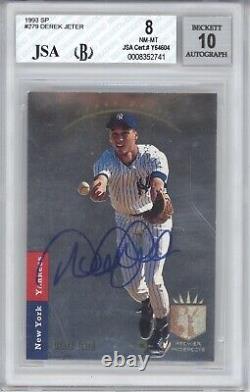 DEREK JETER SIGNED 1993 SP AUTOGRAPH ROOKIE #279 BAS BGS 8 With 10 AUTO HIGH SUBS