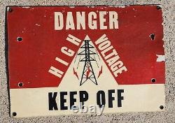 Danger High Voltage Keep Off Fiberglass Vintage Sign