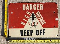 Danger High Voltage Keep Off Fiberglass Vintage Sign