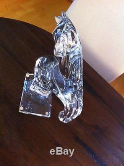 Daum France Vintage Signed Crystal Rearing Horse 13 High