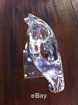 Daum France Vintage Signed Crystal Rearing Horse 13 High with original paper wk