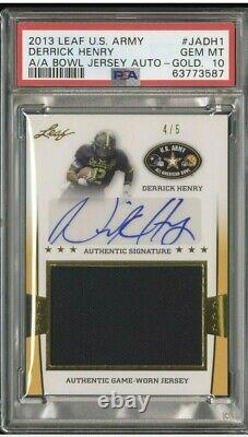 Derrick Henry 2013 Leaf Us Army A/a Bowl Rc Jersey Auto Gold #4/5 Psa Gem Mt 10