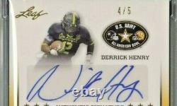 Derrick Henry 2013 Leaf Us Army A/a Bowl Rc Jersey Auto Gold #4/5 Psa Gem Mt 10