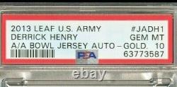 Derrick Henry 2013 Leaf Us Army A/a Bowl Rc Jersey Auto Gold #4/5 Psa Gem Mt 10