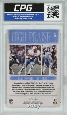 EARL CAMPBELL 2018 Panini Classics High Praise Witnessed Auto CPG 10 MA-0069