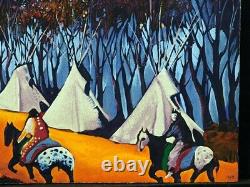 Earl Biss High Mountain Camp serigraph on Paper Hand Signed Hand Colored