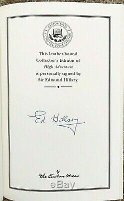 Easton Press. Sir Edmund Hillary, High Adventure. Signed by Hillary. COA