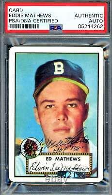 Eddie Mathews PSA DNA Signed Rare 1952 Topps Porcelain Rookie Autograph