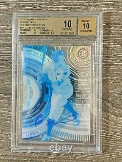 Eloy Jimenez #1/1 2017 Bowman High Tek Cyan Press Proof Cubs Rc Auto Bgs