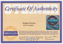 Encapsulated Walter Payton Signed High Step 8X10 Photo Steiner WPF Beckett (BAS)