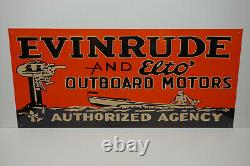 Evinrude And Elto Motors Steel Enamel Sign. 1/8 Thick 40 Wide X 18high. Nice