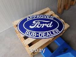FORD Gas Gasoline Motor Oil Vintage Garage Porcelain Pump Sign Sub Dealer Shield