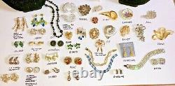 Fabulous 50 High End Vintage Jewelry Lot-colorful Rhinestones-so Many Signed