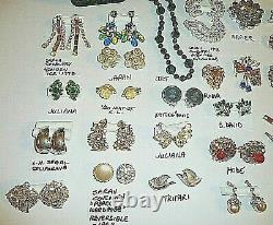 Fabulous 50 High End Vintage Jewelry Lot-colorful Rhinestones-so Many Signed