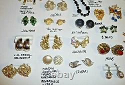 Fabulous 50 High End Vintage Jewelry Lot-colorful Rhinestones-so Many Signed