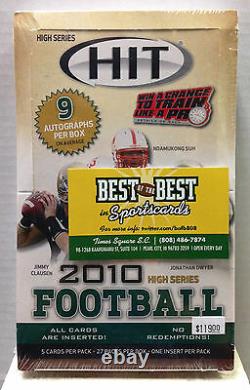 Factory Sealed 2010 Sage Hit FOOTBALL High Series HOBBY BOX Rookie 9 Autographs