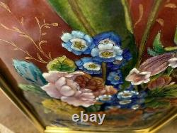 Faure Limoges Poppies & Bellflowers, 3/8 High Relief Enamel On Convex Copper