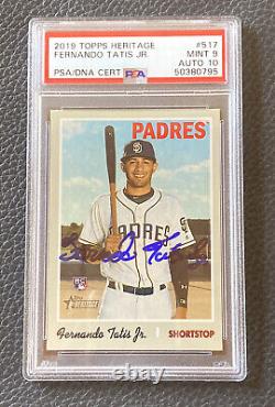 Fernando Tatis Jr Signed 2019 Topps Heritage #517 Full Signature Auto PSA 9/10