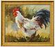 Framed Beautiful High Quality Oil Painting of a White Rooster 24X28