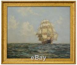Framed Fine High Quality Oil Painting Of A Merchant Ship On The Sea 24X28