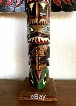 Frank Williams SIGNED CARVED Wood Totem Pole Ca 1950's 12 High 11Wide