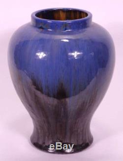 Fulper High Shouldered 11 1/2 Signed DRIP BLUE CRYSTALLINE GLAZE Vase