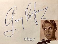 GARY COOPER AUTOGRAPHED Hand SIGNED ALBUM PAGE 1950's RON RANDELL HIGH NOON
