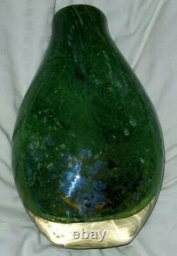 GATO 81 Signed Toan Klein (B. 1949) Studio Art Glass Vase Green & Blue 8 high