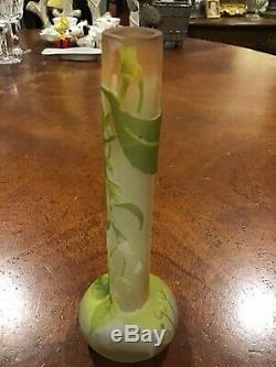 Galle Cylindrical Vase, Signed & Withstar Marking 6 3/4 High