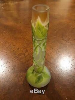 Galle Cylindrical Vase, Signed & Withstar Marking 6 3/4 High