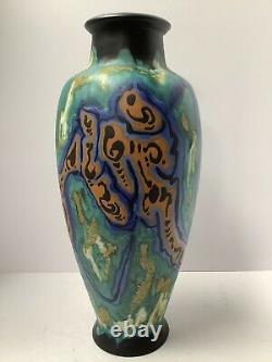Gouda Pottery Vase. Signed Breetvelt Zuid Holland. 16 1/2 High Modernist Design