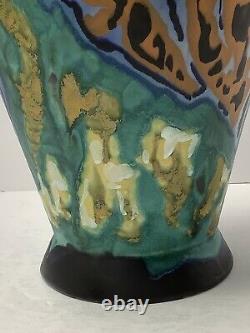 Gouda Pottery Vase. Signed Breetvelt Zuid Holland. 16 1/2 High Modernist Design