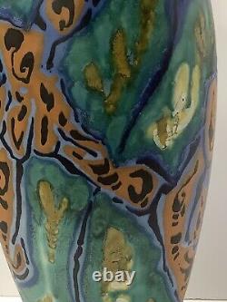 Gouda Pottery Vase. Signed Breetvelt Zuid Holland. 16 1/2 High Modernist Design