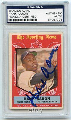 HANK AARON Signed 1959 Topps A. S. High #561 HOF Braves PSA/DNA Encapsulated