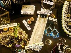 HIGH END 135 PC Rhinestones Vintage & Today Costume Jewelry Lot Signed Unsigned