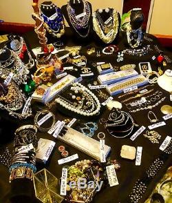 HIGH END 135 PC Rhinestones Vintage & Today Costume Jewelry Lot Signed Unsigned