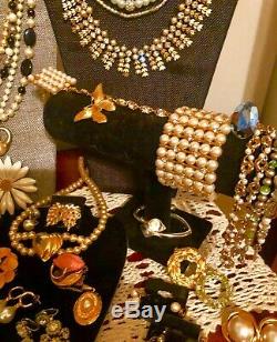 HIGH END VINTAGE To NOW COSTUME JEWELS PEARLS GALORE LOT 133 SIGNED REAL & FAUX
