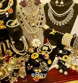 HIGH END VINTAGE To NOW COSTUME JEWELS PEARLS GALORE LOT 133 SIGNED REAL & FAUX