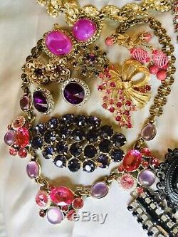HIGH END VTG. & Antique RHINESTONE JEWELRY LOT Many SIGNED 55 PC