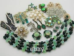 HIGH END Vintage RHINESTONE Jewelry Lot SIGNED Brooches Earrings CORO PEGASUS