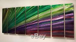 HIGH GLOSS! Modern Metal Wall Art Abstract Purple Green Painting Decor Jon Allen