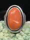HIGH QUALITY! Native American Sterling & Mediterranean Red Coral SIGNED Ring