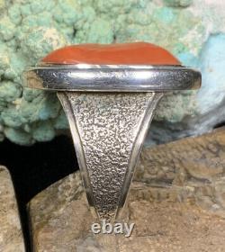 HIGH QUALITY! Native American Sterling & Mediterranean Red Coral SIGNED Ring