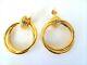 HIGH QUALITY Signed CELINE 24K Gold Plate Double Hoop Earrings