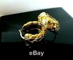 HIGH QUALITY Signed CELINE 24K Gold Plate Quilted Hoop Designer Earrings 2cm