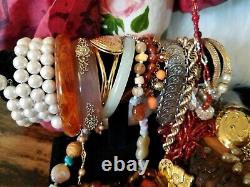 HUGE LBS Vintage HIGH END JEWELRY LOTSigned Trifari Emmons + Glass Rhinestone