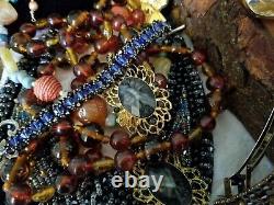 HUGE LBS Vintage HIGH END JEWELRY LOTSigned Trifari Emmons + Glass Rhinestone