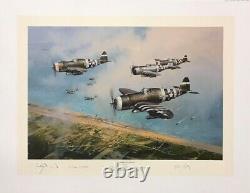 Hell Hawks over Utah by Robert Taylor aviation art signed by D-Day Pilots